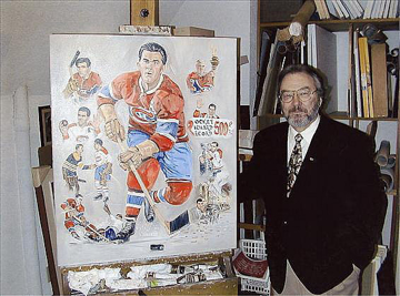 L'artiste avec le tableau du Rocket