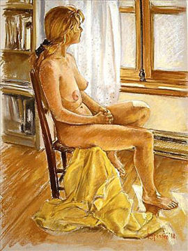 Nu la serviette jaune